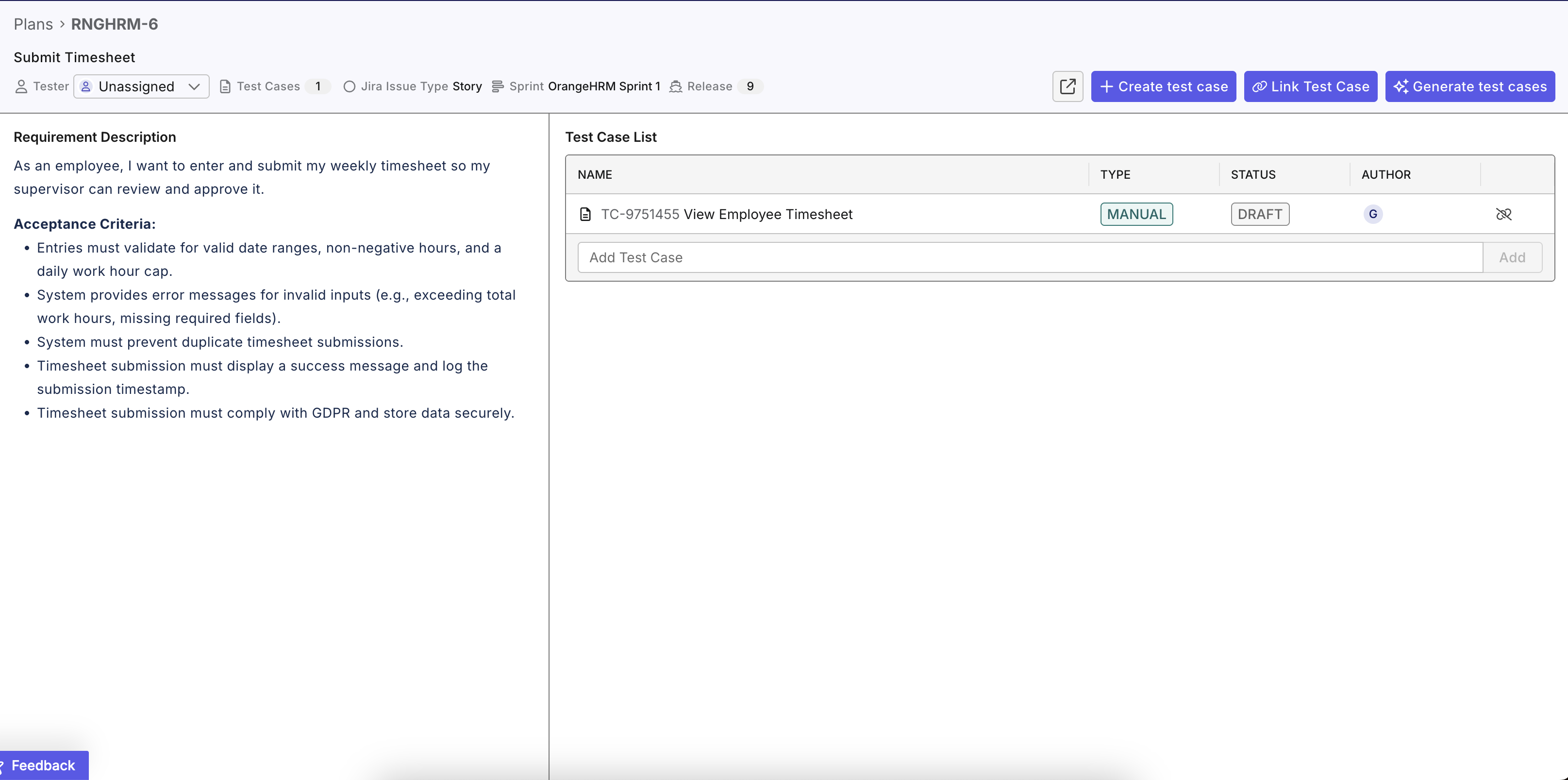 Requirement details page in Katalon TestOps